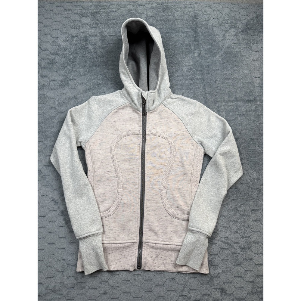 Lululemon Hoodie Womens 6 Gray Full Zip Scuba Stretch Fleece Thumbholes Athletic